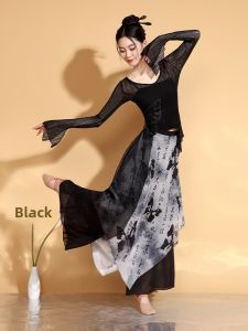 New Chinese Style Watercolor Dance Performance Costume Silk Dress Practice Uniform for Female Dancers Traditional Art Exam