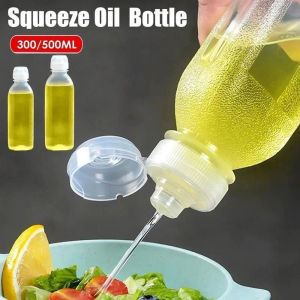【BUY1 TAKE 3】 300/500ML Leak-Proof Plastic Oil Dispenser Bottle with Squeeze Press - High Temperature Resistant Kitchen Condiment Bottle Oil Bottle Plastic Condiment Squeeze Bottles Kitchen Ketchup Salad Olive Oil Bottles