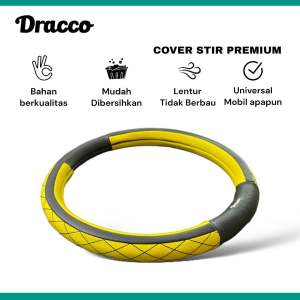 Sarung setir mobil premium DRACCO Sarung stir Cover Stir Steering wheel cover LINEA BLACK YELLOW