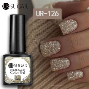 UR SUGAR 7.5ml Champagne Silver Reflective Glitter Gel Nail UV Polish Iridescent Sparkling Hybird Soak Off Nail Art UV LED Varnishes