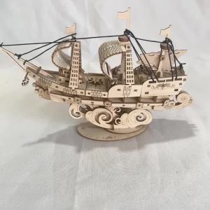 3D Wooden Sailing Ship Puzzle Model Ocean Sailing Vessel Wooden Interlocking Blocks Educational Gift Suitable for Beginners