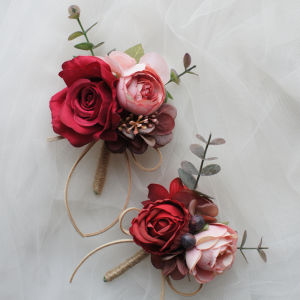 Retro Red Forest System Simulation Flowers Groom Best Man Party Chest Flowers Artificial Lilies of the Valley Wedding Accessories