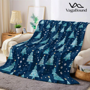 teal christmas tree snow Flannel Blanket Warm Soft Halloween Christmas Decorative Couch Warm Cozy All-Season Gift