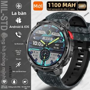 Đồng Hồ Thông Minh T-Rex3 Ultra Dành Cho Nam Giới Màn Hình AMOLED 1.7 Inch Chống Nước 5ATM GPS & La Bàn Đồng Hồ Thông Minh Thể Thao Quân Sự Với Chức Năng Theo Dõi Nhịp Tim & Chức Năng Gọi Điện Bluetooth