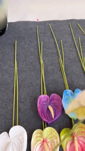 6pcs Realistic Artificial Anthurium Flowers - Lifelike Red Indoor Decor for Home & Office