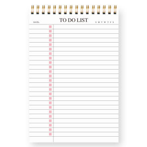 A5 To Do List Notepad Spiral Planner Undated Daily Task Pad 52 Pages Checklist Notebook Minimal Organizer for Work Home