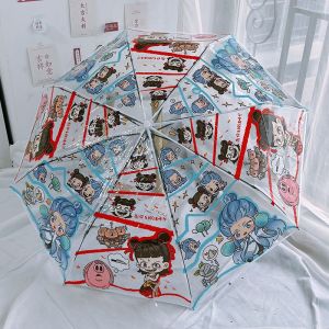 Cây Dù Tự Động Dày Chống Gió Trong Suốt Họa Tiết Hoạt Hình Zhuge Ao Long Chống Mưa Phong Cách Tươi Mới