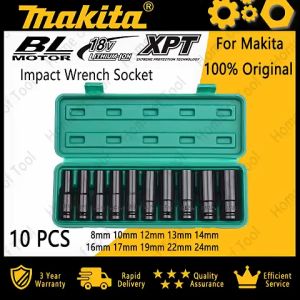 Makita 10 Pcs Impact Wrench Socket 1/2 Inch Power Tool Hex Socket Set Impact Wrench Adapter Socket Wrench Set