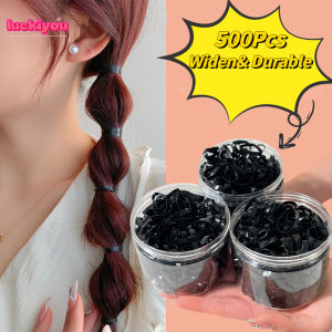 [Bán thua lỗ] 500 chiếc dây thun đầy màu sắc cho nữ dùng một lần với cực rộng hộp và đuôi ngựa co giãn dày Dây Buộc Tóc mũ nón cho trẻ em