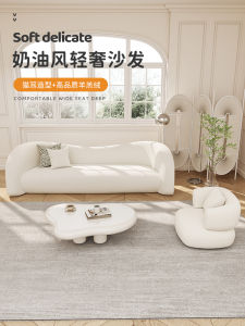 Cream Style Sofa Small Apartment Living Room Simple Modern Bedroom Curved Shaped Beauty Salon Sofa Rest Area Reception