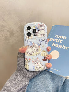 Korean Style Cute Butterfly Knot Cat Silicone Phone Case Full Protection for  17Promax 16Pro 15Unique 14 Protective Cover Max New 13