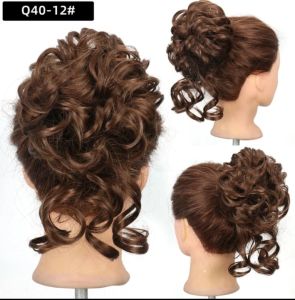 Wig rambut ikat hitam kecoklatan gelombang syntetic fiber