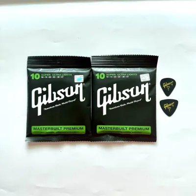 เซ็ต2 ชุดสายกีตาร์โปร่ง Gibson 10/47 (จำนวน 2 ชุด) สุดประหยัด แถมฟรีปิ๊กกีตาร์2 ชิ้นพร้อมส่ง🚚