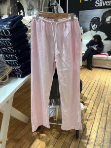 Quần Ống Rộng Lưng Cao Kẻ Sọc Phong Cách Hàn Quốc Cho Nữ Mùa Thu 2024 Quần Dài Thường Ngày Bằng Vải Cotton