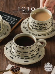 Vintage Thick Ceramics Coffee Cup And Plate Creative Latte Art JOJOS L. PD Small Fresh Style Dining Utensils for Office And Cafe