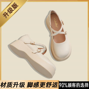 Comfortable Thick Bottom Mary Jane Shoes Womens Spring New Style Gentle Niche Increased Height Single Shoes White Versatile