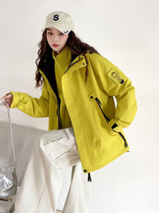 เสื้อแจ็คเก็ตผ้าฝ้ายฤดูใบไม้ผลิฤดูใบไม้ร่วงสำหรับผู้หญิง GEORGEUCKOO เสื้อแจ็คเก็ตโพลีเอสเตอร์คอตตอนหนาแบบแยกเป็นชิ้นได้สำหรับปีนเขากลางแจ้ง