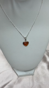 MILLENNE Multifaceted Baltic Amber Heart Silver Pendant with 925 Sterling Silver (MLP-01)