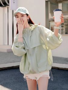Womens Loose Fit Lightweight Breathable Hooded Sun Protection Jacket Spring Summer New Style Korean Version Short Coat