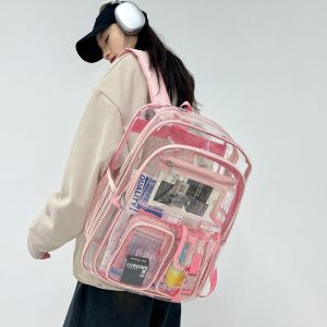 Backpack Female 2024 New Arrival Stylish and Lightweight Transparent Candy Color School Bag for College Students PVC Couple Schoolbag Female