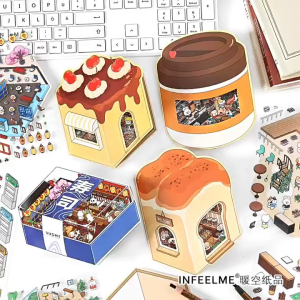 [KW] Dessert-Themed Scene Sticker with Flaps| 3D Scenery & Landscaping Stickers | Scrapbook & Journaling Stickers | HG 40-43 | Cute Stickers & Device-Free Toy | Fun & Creative Gift | Stress Relief & Calming Stickers