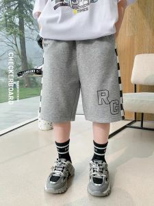 กางเกงขาสั้นผ้าฝ้ายบางสำหรับเด็กชาย กางเกงขายาวทรงหลวมสบาย ๆ สไตล์เกาหลี กางเกงขายาวสำหรับเด็กผู้ชายในช่วงฤดูร้อน