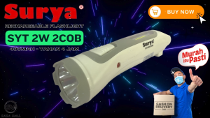 Surya Senter Tangan 2 in 1 SYT 2 Watt + 2 COB LED Hemat Energi Isi Ulang USB Rechargeable Cas 400 mAh Tahan 4 Jam LED Super Terang Sorot Cahaya Jauh Outdoor Lentera Camping Mancing Flashlight Emergency Mati Lampu 2in1 2w + 2w Laz COD Mellius Store