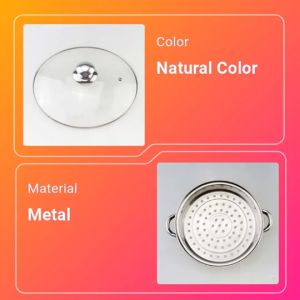 panci kukus 2 susun stainless steel dengan penutup kaca serbaguna ukuran 28