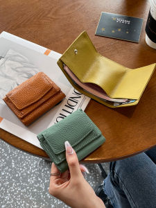Genuine Leather Wallet Womens Short and Simple Mini Small First Layer Cowhide Three Foldable Coin Purse Niche Style Wallet New Arrival