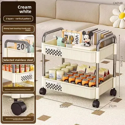 Multifunctional Rolling Cart Storage Organizer for Living Room Baby Bathroom Snacks Books Mobile Shelf