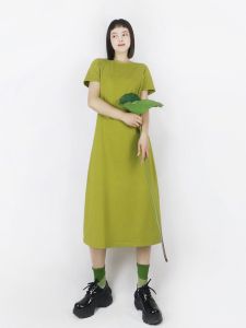Artistic Teatree Homemade Long Dress Casual Short Sleeve