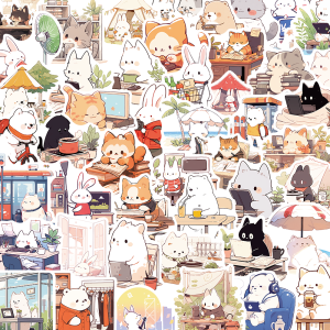 Cute Hand-Drawn Panda Daily Stickers Creative DIY Luggage Cup Phone Case Decorative Decals Cartoon Animal Lable Sticker