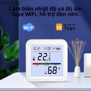 Cảm Biến Độ Ẩm Nhiệt Độ WiFi Có Đèn Nền Ứng Dụng Tuya Smart Life Tương Thích Với Nhiệt Kế Đo Độ Ẩm Alexa Google Home Assistant
