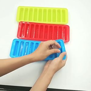 10 Grids Stick Shape Ice Tray Silicone Mold Long Finger Cylinder Popsicle Ice Cube Mold Jelly Chocolate Biscuit Baking Mold Finger Biscuit Mold Silicone Oval Long Strip Mousse Lightning Puff High Temperature Resistant Oven Household Baking Tools