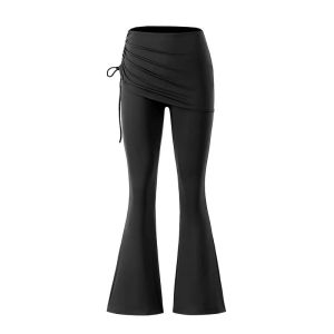 High Waist Flared Fake Two-piece Shaping Butt-lifting Slimming Yoga Pants