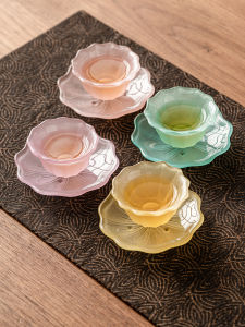 SHUANGYU | Creative Tea Set with Colored Glass Petal Cups