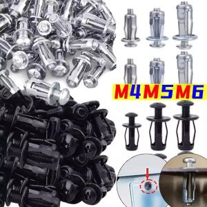 5PCS Car License Plate Mounting Nuts Expansion Nuts Petal-shaped Rivet Nut M4/M5/M6 Panel License Plate Iron Plate Clamping Lock