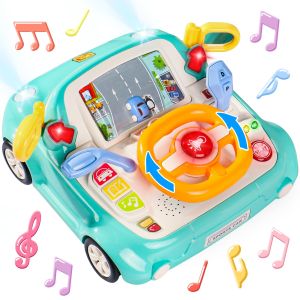 Kids Steering Wheel Toys Music Baby Car Toddler Toys Age 1-2-3 Interactive learning simulation driving toys Car seat toys Develop fine motor skills for 1-2-3 year old baby boys and girls