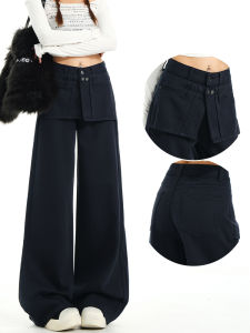 Stylish Black Wide Leg Denim Jeans Womens Spring Autumn New Slimming Trendy Girl Straight Leg Pants High Waist American Style