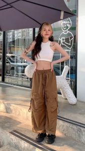 🌈MesubShop🌈กางเกงคาร์โก้ ขายาวทรงกระบอก ผ้าไมโคร 😻  รุ่น กางเกงโจอี้ B-050-3-A