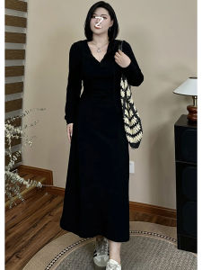 plus Size Womens Korean Style Solid Color Hoodie Long Sleeve Dress Autumn Winter Slimming Long Skirt High Waist A-Line Dress
