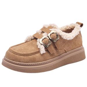 Josiny | Furry Lined Retro Versatile Thick Sole Womens Loafers