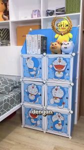 ORANGE Lemari Kotak Plastik Portable 6 Pintu Lemari Baju Lemari Pakaian Minimalis Dengan Gantungan Baju