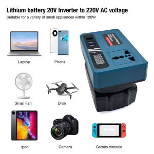 [Vodool Home Mall] DC18V/21V To 220V AC Intelligent Inverter Dual USB DC5V Interface Battery Power Inverter Lightweight Camping Battery Adapter for Business Travel