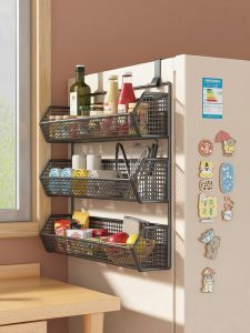 Side-mounted No-drill Refrigerator Storage Rack