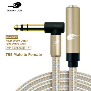 สิงโตกอล์ฟ1/4นิ้วสายพ่วง TRS 1/4 "6.35มม. ตัวผู้ถึงตัวเมียสายเคเบิลกีตาร์หูฟังสเตอริโอ