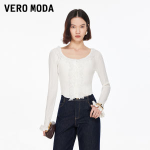 Vero Moda | Autumn New Lace Square Collar Ruffle Bell Sleeve Fitted Sweater