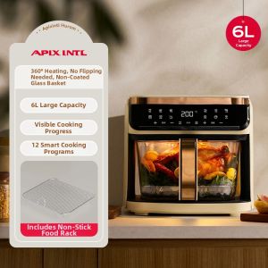 [China Plug Adapter Needed] APIXINTL | Transparent Viewable Air Fryer 6L Capacity
