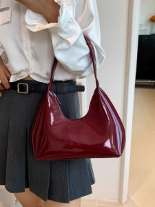 French Vintage Leather Shoulder Bag Wine Red Underarm Bag 2025 New Versatile Crossbody Bag Small Bags Quality Texture