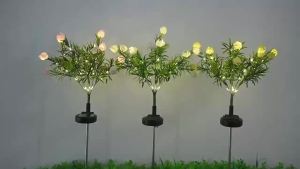 other | Led Solar Gardenia Flower Pathway Lights Outdoor Yard Decoration Light Simulation Lawn Ground Insert Lights Graden Decor